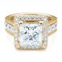 14k Yellow Gold 14k Yellow Gold Custom Princess Cut And Halo Engagement Ring - Flat View -  100124 - Thumbnail