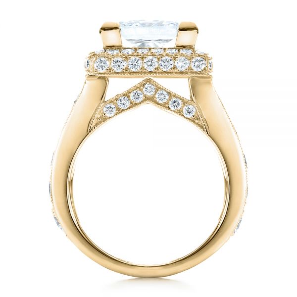 18k Yellow Gold Custom Princess Cut And Halo Engagement Ring #100124 ...