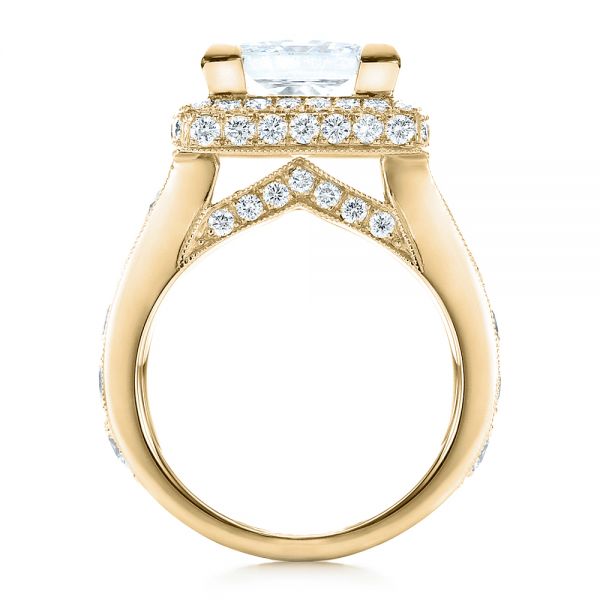 14k Yellow Gold 14k Yellow Gold Custom Princess Cut And Halo Engagement Ring - Front View -  100124