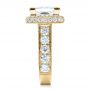 18k Yellow Gold 18k Yellow Gold Custom Princess Cut And Halo Engagement Ring - Side View -  100124 - Thumbnail