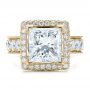 14k Yellow Gold 14k Yellow Gold Custom Princess Cut And Halo Engagement Ring - Top View -  100124 - Thumbnail