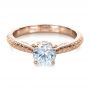 18k Rose Gold 18k Rose Gold Custom Prong Engagement Ring - Flat View -  1375 - Thumbnail