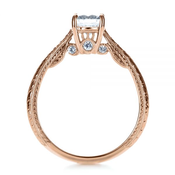 18k Rose Gold 18k Rose Gold Custom Prong Engagement Ring - Front View -  1375