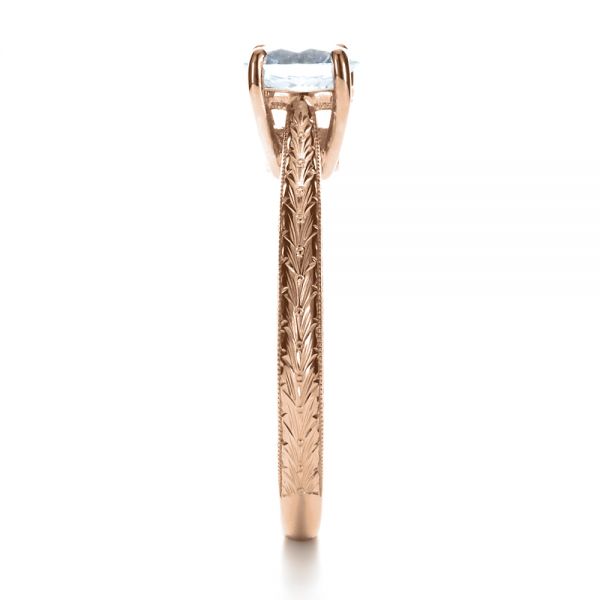 18k Rose Gold 18k Rose Gold Custom Prong Engagement Ring - Side View -  1375