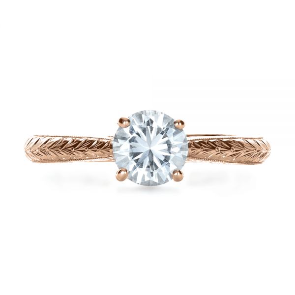 14k Rose Gold 14k Rose Gold Custom Prong Engagement Ring - Top View - 1375