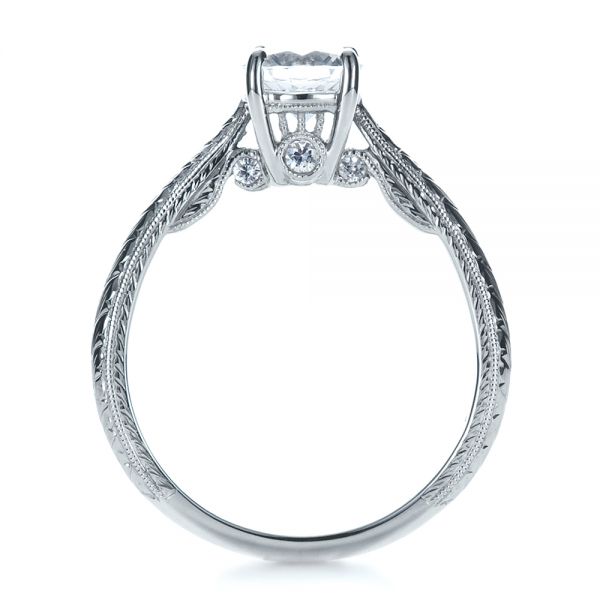 14k White Gold Custom Prong Engagement Ring - Front View -  1375