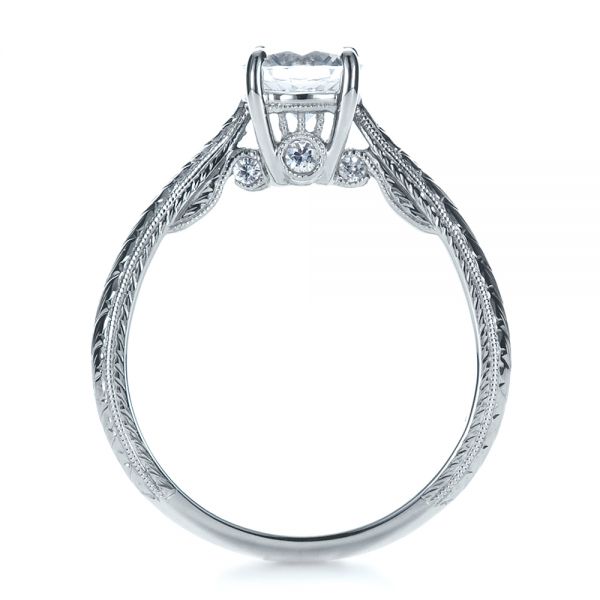 14k White Gold Custom Prong Engagement Ring - Front View - 1375
