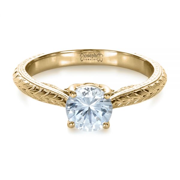 14k Yellow Gold 14k Yellow Gold Custom Prong Engagement Ring - Flat View - 1375