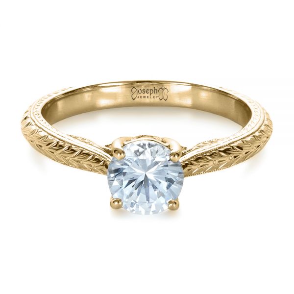 14k Yellow Gold 14k Yellow Gold Custom Prong Engagement Ring - Flat View -  1375