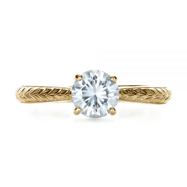 18k Yellow Gold 18k Yellow Gold Custom Prong Engagement Ring - Top View -  1375