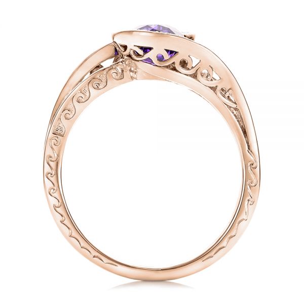 14k Rose Gold 14k Rose Gold Custom Purple Sapphire And Diamond Engagement Ring - Front View -  102080