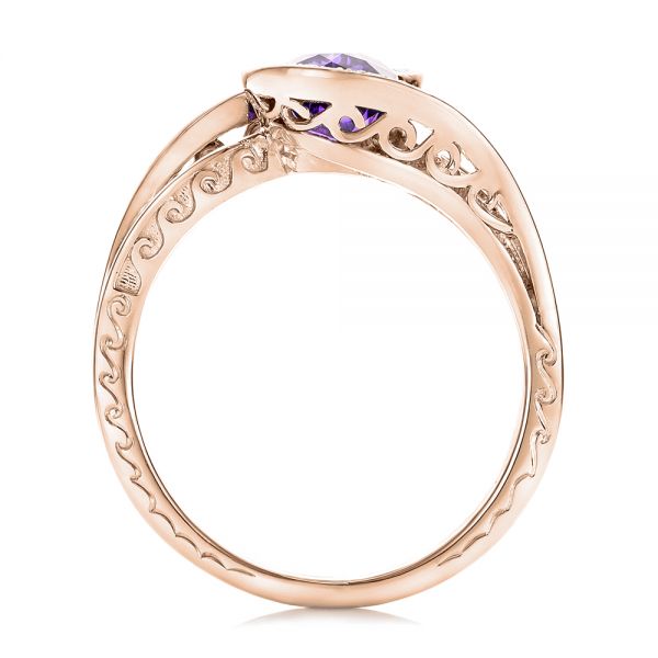 14k Rose Gold 14k Rose Gold Custom Purple Sapphire And Diamond Engagement Ring - Front View - 102080