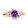 14k Rose Gold 14k Rose Gold Custom Purple Sapphire And Diamond Engagement Ring - Top View -  102080 - Thumbnail