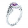 18k White Gold 18k White Gold Custom Purple Sapphire And Diamond Engagement Ring - Three-Quarter View -  102080 - Thumbnail