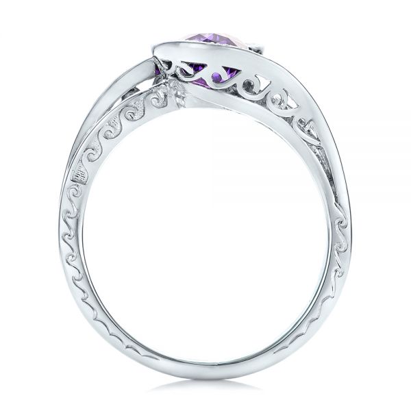  Platinum Custom Purple Sapphire And Diamond Engagement Ring - Front View -  102080