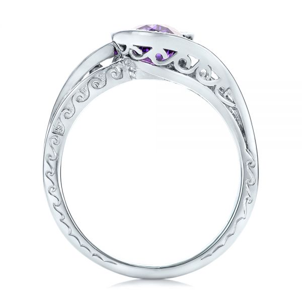 Platinum Custom Purple Sapphire And Diamond Engagement Ring - Front View - 102080