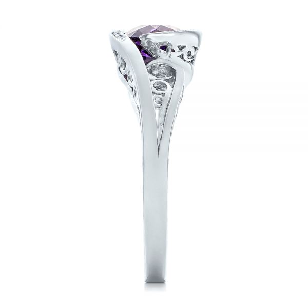  Platinum Custom Purple Sapphire And Diamond Engagement Ring - Side View -  102080