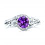  Platinum Custom Purple Sapphire And Diamond Engagement Ring - Top View -  102080 - Thumbnail