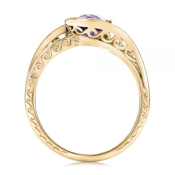14k Yellow Gold 14k Yellow Gold Custom Purple Sapphire And Diamond Engagement Ring - Front View -  102080
