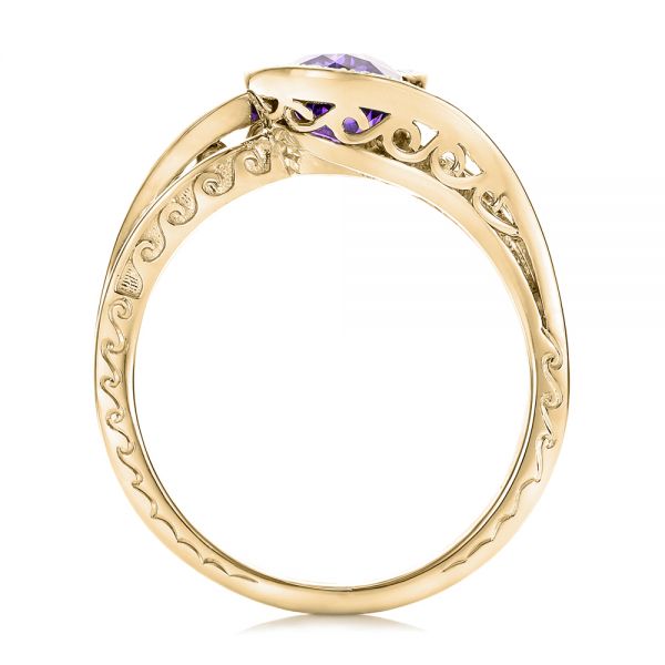 18k Yellow Gold 18k Yellow Gold Custom Purple Sapphire And Diamond Engagement Ring - Front View - 102080
