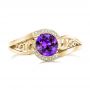 14k Yellow Gold 14k Yellow Gold Custom Purple Sapphire And Diamond Engagement Ring - Top View -  102080 - Thumbnail