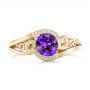 14k Yellow Gold 14k Yellow Gold Custom Purple Sapphire And Diamond Engagement Ring - Top View -  102080 - Thumbnail