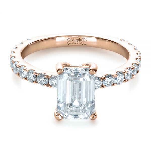 14k Rose Gold 14k Rose Gold Custom Radiant Cut Diamond Engagement Ring - Flat View - 1311