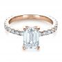 18k Rose Gold 18k Rose Gold Custom Radiant Cut Diamond Engagement Ring - Flat View -  1311 - Thumbnail
