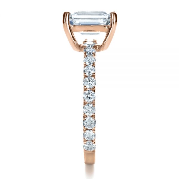 18k Rose Gold 18k Rose Gold Custom Radiant Cut Diamond Engagement Ring - Side View -  1311