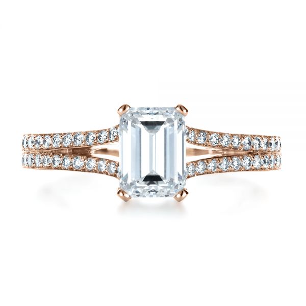14k Rose Gold 14k Rose Gold Custom Radiant Cut Diamond Engagement Ring - Top View -  1284