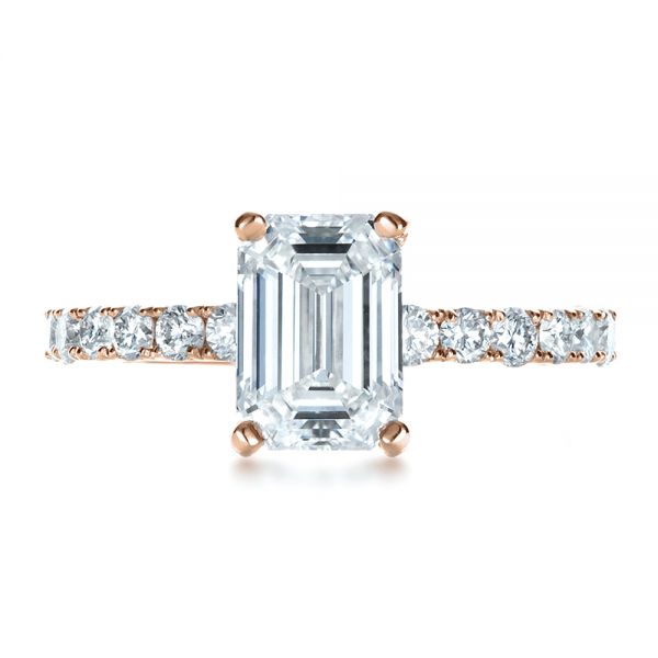 18k Rose Gold 18k Rose Gold Custom Radiant Cut Diamond Engagement Ring - Top View -  1311