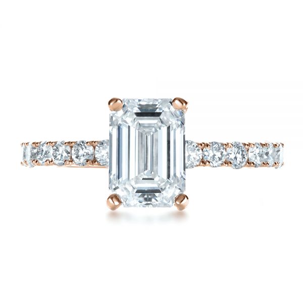 14k Rose Gold 14k Rose Gold Custom Radiant Cut Diamond Engagement Ring - Top View - 1311