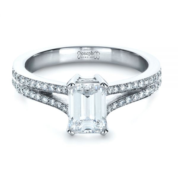 18k White Gold 18k White Gold Custom Radiant Cut Diamond Engagement Ring - Flat View -  1284