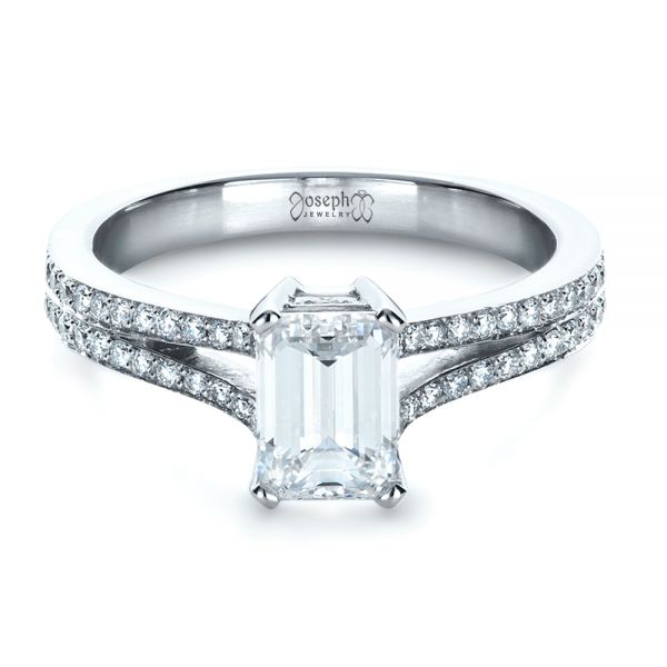 14k White Gold 14k White Gold Custom Radiant Cut Diamond Engagement Ring - Flat View -  1284