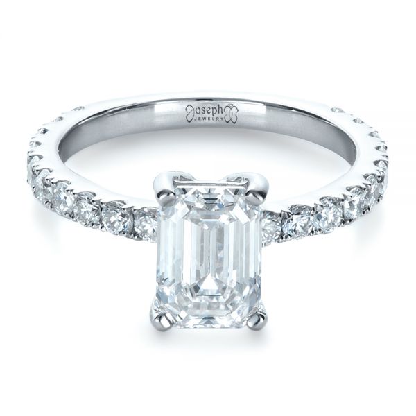  Platinum Custom Radiant Cut Diamond Engagement Ring - Flat View -  1311