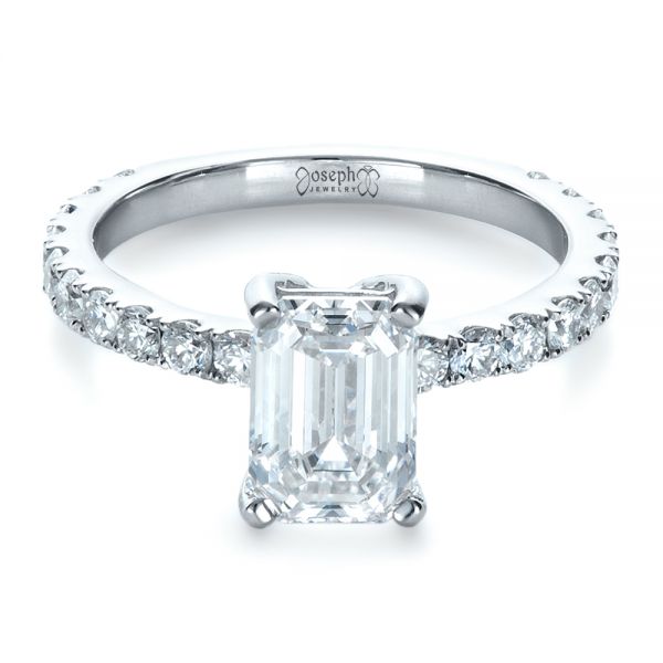 Platinum Custom Radiant Cut Diamond Engagement Ring - Flat View - 1311