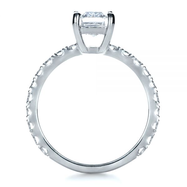 18k White Gold 18k White Gold Custom Radiant Cut Diamond Engagement Ring - Front View -  1311