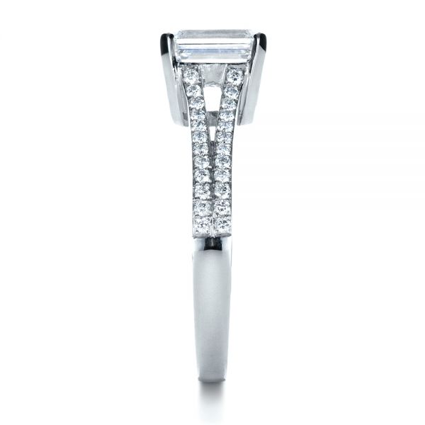  Platinum Custom Radiant Cut Diamond Engagement Ring - Side View -  1284