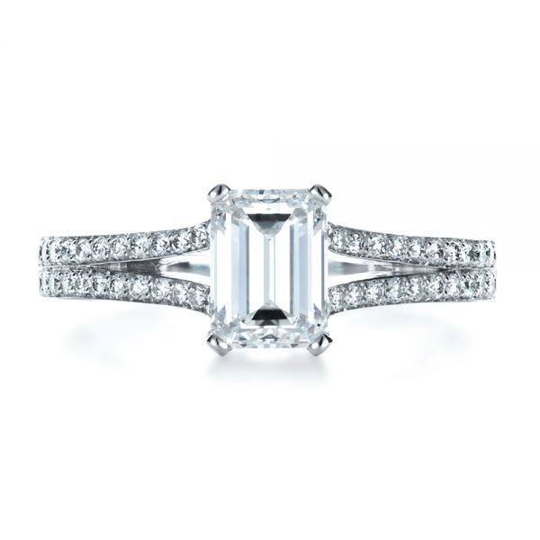 14k White Gold 14k White Gold Custom Radiant Cut Diamond Engagement Ring - Top View -  1284