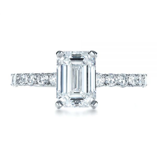  Platinum Custom Radiant Cut Diamond Engagement Ring - Top View -  1311