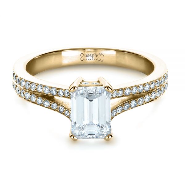 18k Yellow Gold 18k Yellow Gold Custom Radiant Cut Diamond Engagement Ring - Flat View - 1284