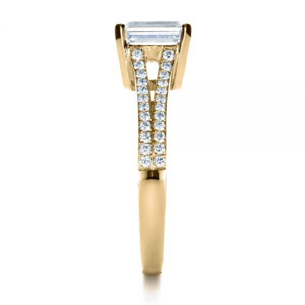 18k Yellow Gold 18k Yellow Gold Custom Radiant Cut Diamond Engagement Ring - Side View - 1284