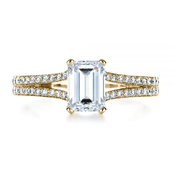 18k Yellow Gold 18k Yellow Gold Custom Radiant Cut Diamond Engagement Ring - Top View - 1284