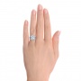  Platinum Custom Radiant Cut Diamond And Halo Engagement Ring - Hand View -  1117 - Thumbnail