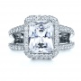  Platinum Custom Radiant Cut Diamond And Halo Engagement Ring - Top View -  1117 - Thumbnail