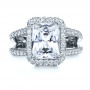  Platinum Custom Radiant Cut Diamond And Halo Engagement Ring - Top View -  1117 - Thumbnail