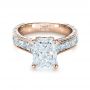18k Rose Gold 18k Rose Gold Custom Radiant Cut Engagement Ring - Flat View -  1317 - Thumbnail