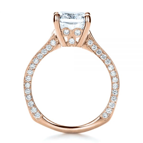 18k Rose Gold 18k Rose Gold Custom Radiant Cut Engagement Ring - Front View -  1317