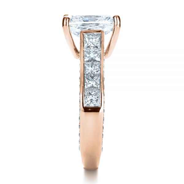 14k Rose Gold 14k Rose Gold Custom Radiant Cut Engagement Ring - Side View -  1317