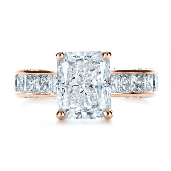 14k Rose Gold 14k Rose Gold Custom Radiant Cut Engagement Ring - Top View -  1317
